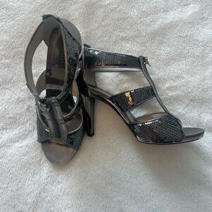 Michael Kors Black Sequin T-Strap High Heels